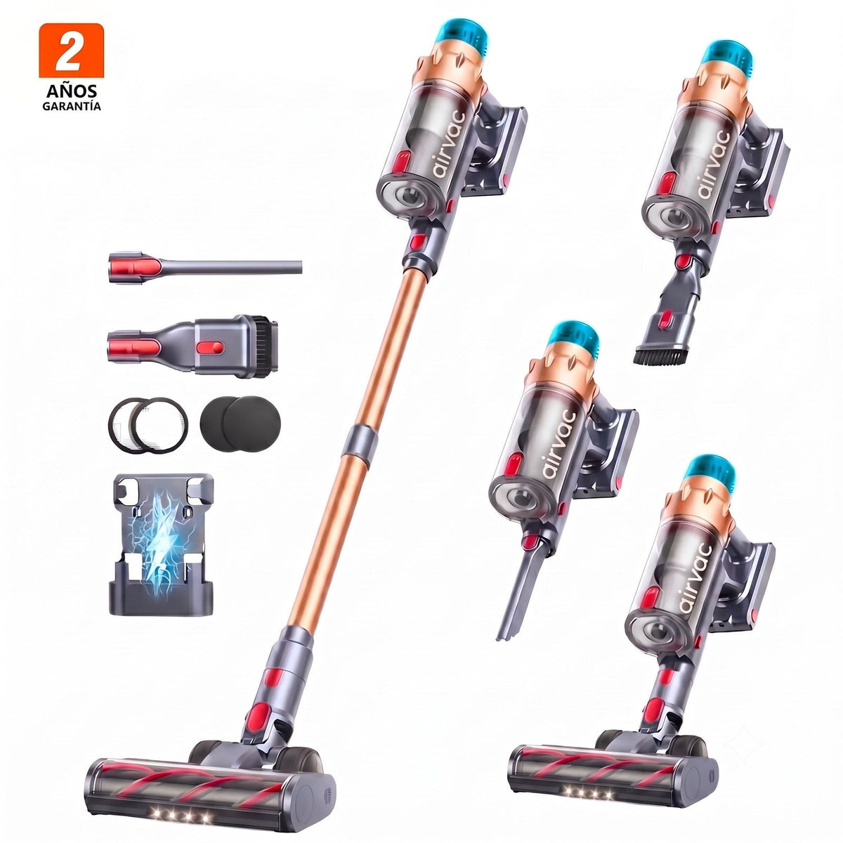 Aspiradora escoba sin cable Airvac V18 con todos sus accesorios