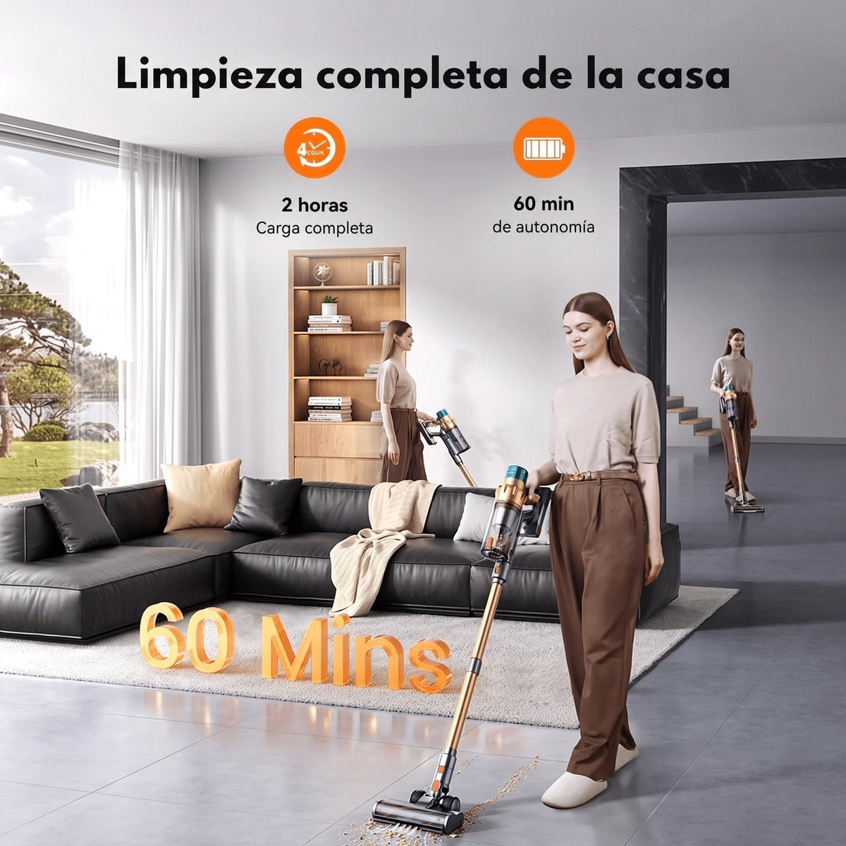Airvac V18 en uso en el salón