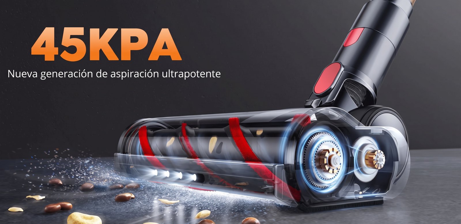 Potencia de aspiración de 45 kPa