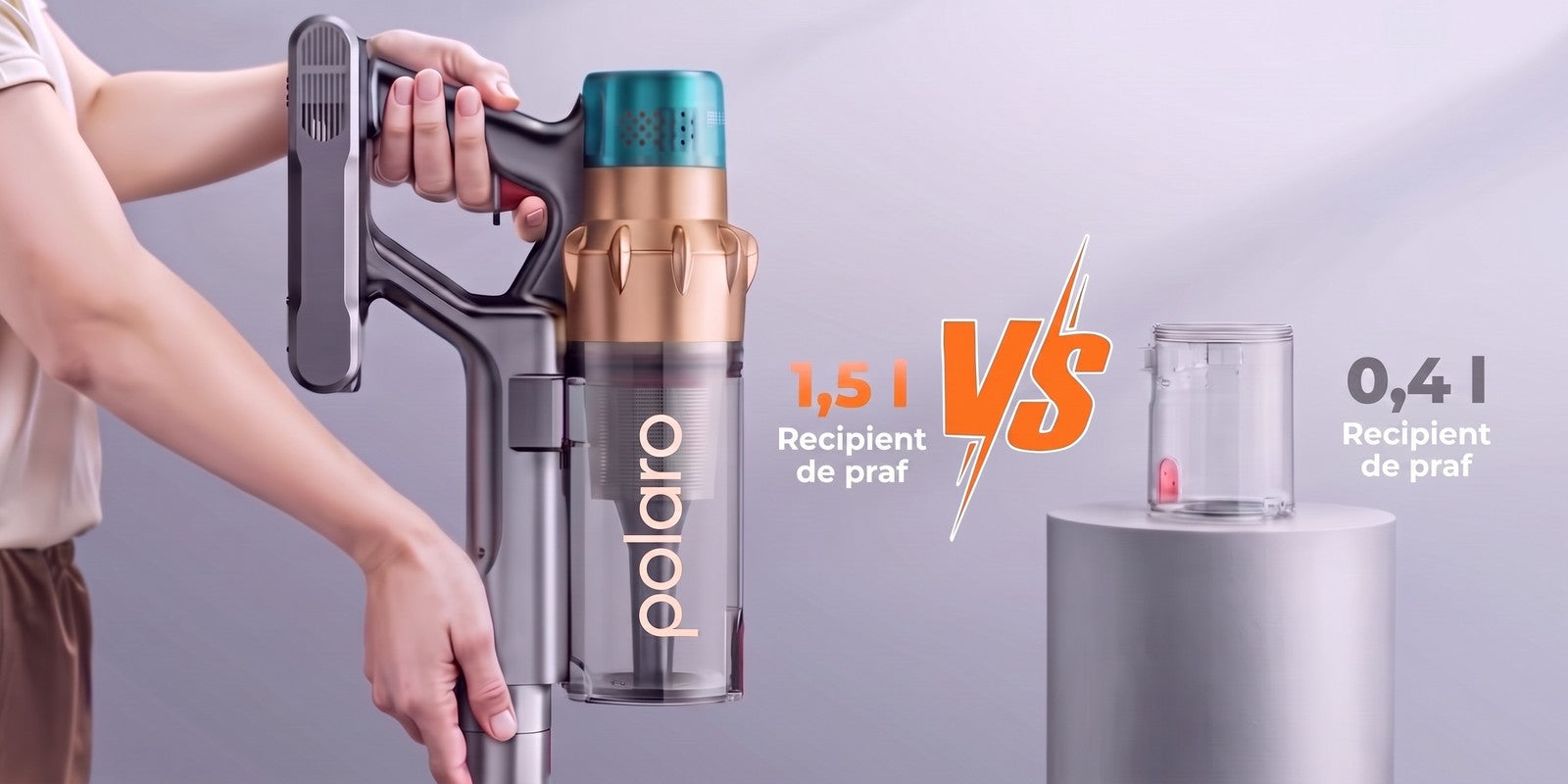 Recipient de praf 1,5 l vs 0,4 l
